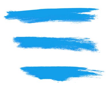 3 adet el boyası fırça darbeleri ve mavi renk.