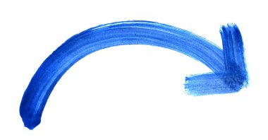 Eğri çizilmiş mavi el fırça oku