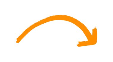 Kavisli boyalı turuncu boya fırçası oku