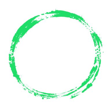 Yeşil renkli fırça darbesi dairesi Kirli el boyası çerçeve