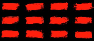 Siyah üzerine 12 kırmızı fırça darbesi koleksiyonu