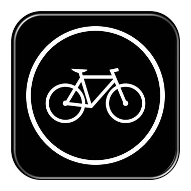 Beyaz simgeli siyah parlak düğme: Bisiklet