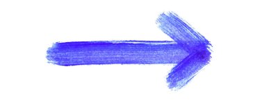 Sağ tarafı gösteren el boyası mavi ok.