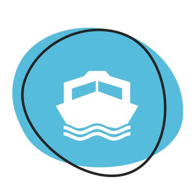 Motorlu tekne simgesiyle mavi düğme