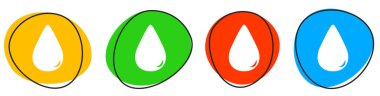Renkli Sancak Mavisi, Turuncu, Yeşil ve Kırmızı: Su damlası simgesi