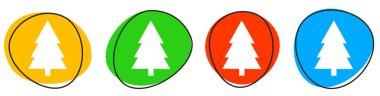 Renkli düğme bayrağı mavi, turuncu, yeşil ve kırmızı: FireTree simgesi