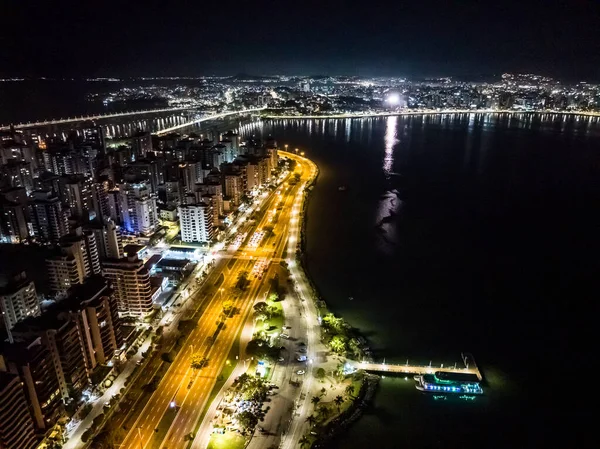 Florianopolis Santa Catarina Gece Hava Görüntüsü — Stok fotoğraf