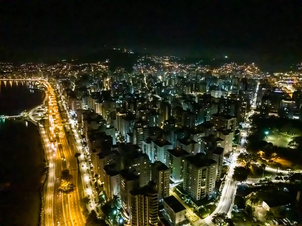 Florianopolis Santa Catarina Gece Hava Görüntüsü — Stok fotoğraf