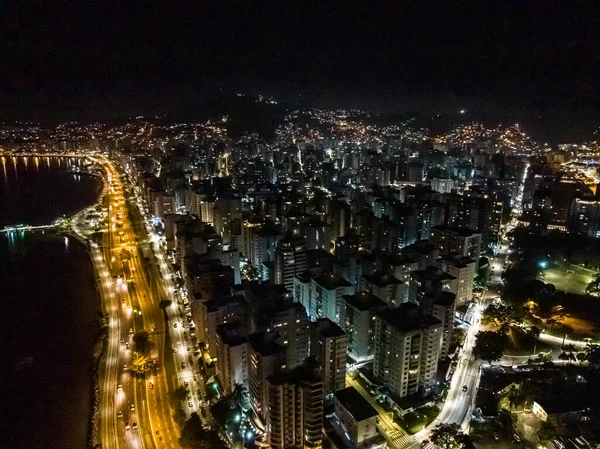Florianopolis Santa Catarina Flygbild Över Natten — Stockfoto