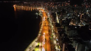 Florianopolis, Santa Catarina 'da. Gece hava görüntüsü.
