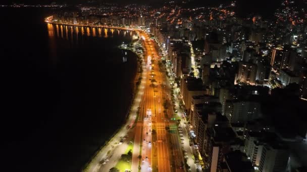 Florianopolis Santa Catarina Nocny Obraz Powietrza — Wideo stockowe
