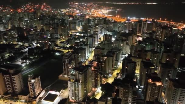 Florianópolis Santa Catarina Imagem Aérea Noturna — Vídeo de Stock
