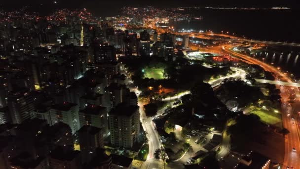 Florianopolis Santa Catarina Flygbild Över Natten — Stockvideo