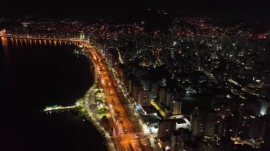 Florianopolis, Santa Catarina 'da. Gece hava görüntüsü.