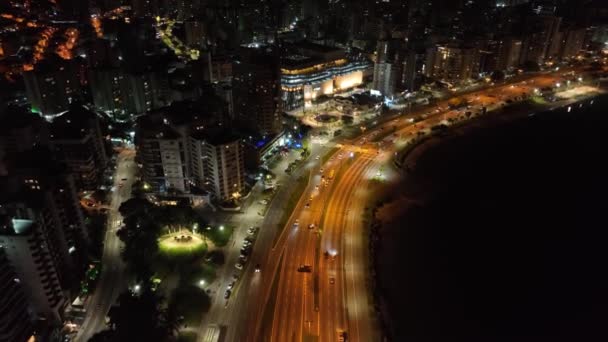 Florianopolis Santa Catarina Nacht Luchtfoto — Stockvideo