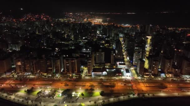 Florianopolis Santa Catarina Nacht Luchtfoto — Stockvideo
