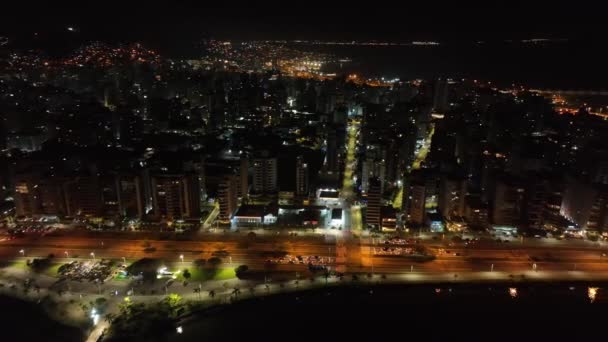 Флорианополис Санта Катарине Ночное Воздушное Изображение — стоковое видео