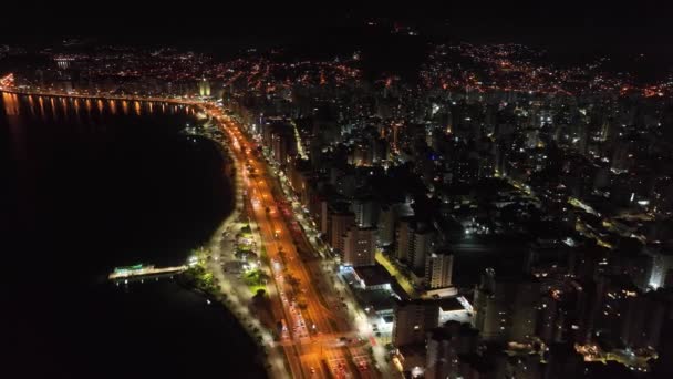 Florianopolis Santa Catarina Nocny Obraz Powietrza — Wideo stockowe