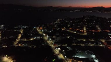 Florianopolis, Santa Catarina 'da. Hercilio Luz Köprüsü. Hava resmi.