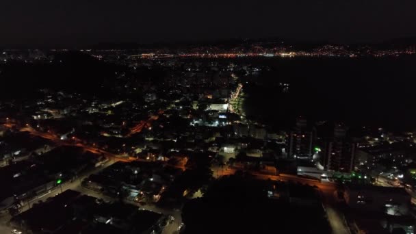 圣卡塔琳娜的弗洛里亚诺波利斯Hercilio Luz桥 空中图像 — 图库视频影像