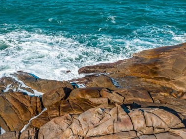 Santa Catarina 'daki Guarda do Embau plajı. panoramik hava görüntüsü