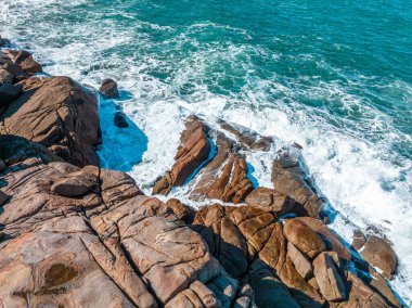 Santa Catarina 'daki Guarda do Embau plajı. panoramik hava görüntüsü
