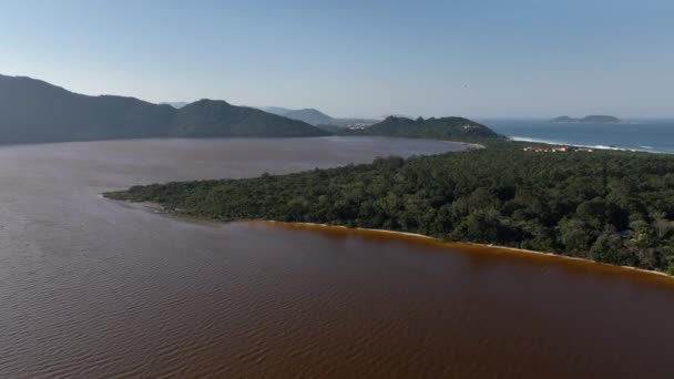 Florianopolis Pláž Armao Laguna Peri Letecký Výhled Santa Catarina — Stock video