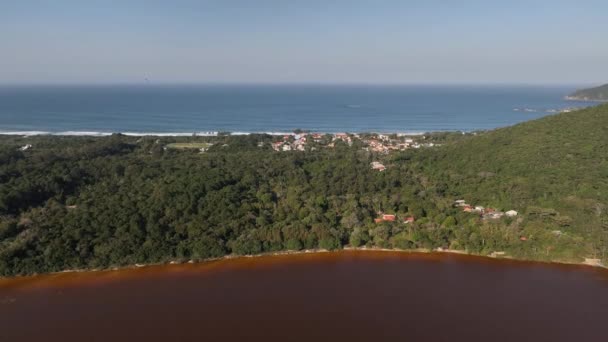 Florianopolis Pláž Armao Laguna Peri Letecký Výhled Santa Catarina — Stock video