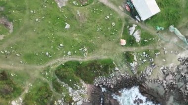 Florianopolis, Armao plajı ve Peri lagünü, hava manzaralı. Santa Catarina, SC