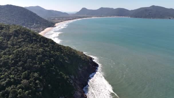 Παραλία Saquinho Florianopolis Αεροφωτογραφία — Αρχείο Βίντεο