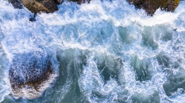 Florianopolis 'teki Santinho Plajı. İHA 'dan hava görüntüsü. Brezilya