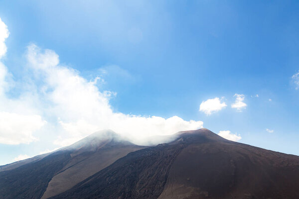Mount Etna in Italy, Sicily. Climb Etna volcano to the top. Europe.