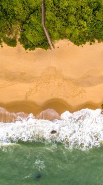 Santa Catarina 'daki Balnear io Camboriu. Taquaras Plajı ve Balnear io Camboriu 'daki Laranjeiras Plajı. Manzaradaki hava manzarası. Brezilya.