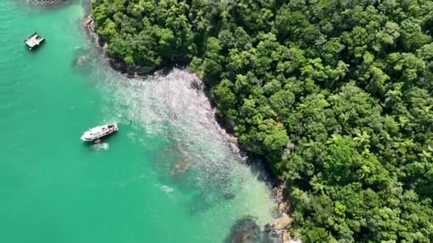 Пляж Бомбінехас Санта Катаріні Вид Повітря Зроблений Допомогою Безпілотника Бразилія — стокове відео