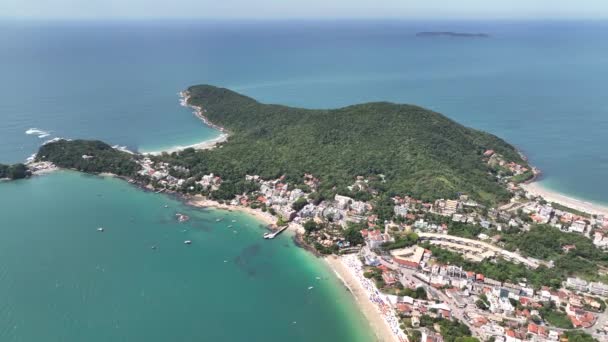 圣塔卡塔里纳的Bombinhas海滩用无人驾驶飞机拍摄的空中景色 — 图库视频影像