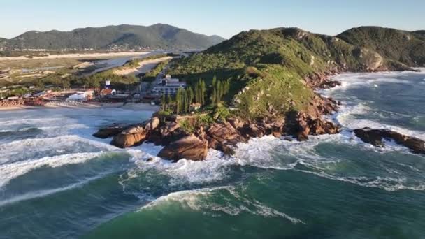 Florianópolis Praia Joaquina Vista Aérea Durante Nascer Sol — Vídeo de Stock
