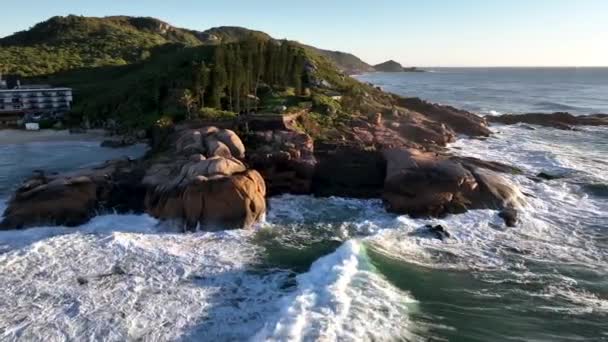 Florianópolis Praia Joaquina Vista Aérea Durante Nascer Sol — Vídeo de Stock