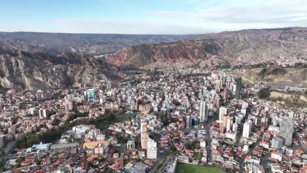 Paz Bolivia Flygutsikt Över Den Täta Stadsbilden San Miguel Södra — Stockvideo