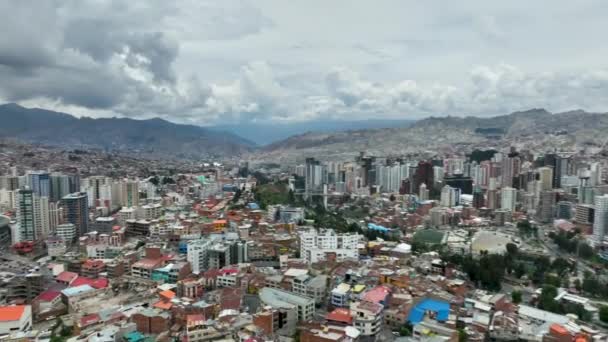 Paz Bolivia Aerial View Flying Dense Urban Cityscape — Stock Video