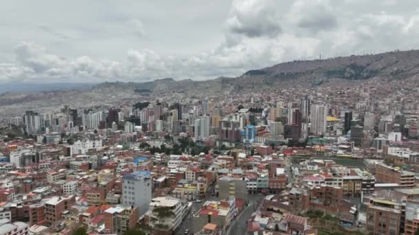 Paz Bolivia Flygvy Över Den Täta Stadsbilden — Stockvideo