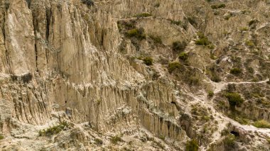 La Paz, Valle de la Luna manzaralı kaya oluşumları. Bolivya.