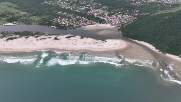 Letecký Snímek Guarda Emba Beach Nachází Státě Santa Catarina Brazílie — Stock video
