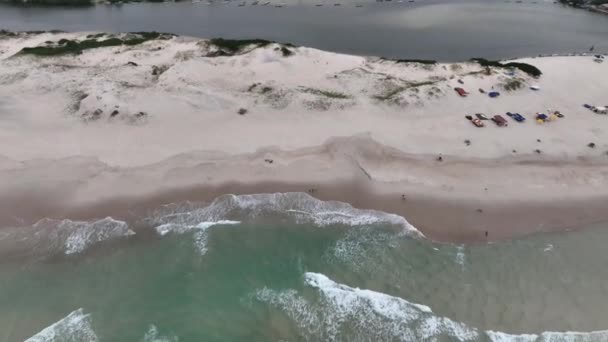 Flygfoto Guarda Emba Beach Ligger Delstaten Santa Catarina Brasilien — Stockvideo