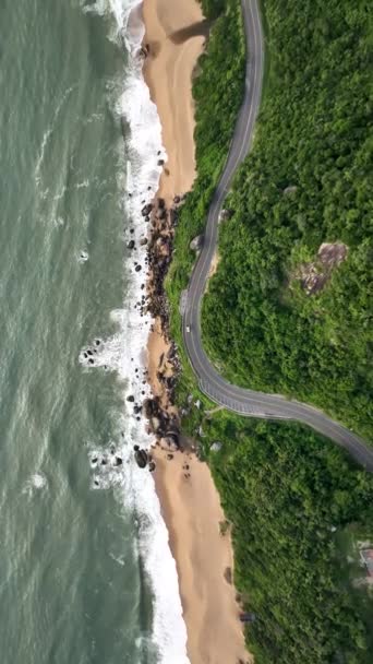 サンタ カタリーナのバルネリオ カンボラ タカラスビーチとラニジェラスビーチ 風景の中の空想的な眺め ブラジル バーティカルビデオ — ストック動画