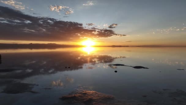 Salar Uyuni Bolivia Atardecer Imagen Aérea Tomada Con Dron Uyuni — Vídeos de Stock