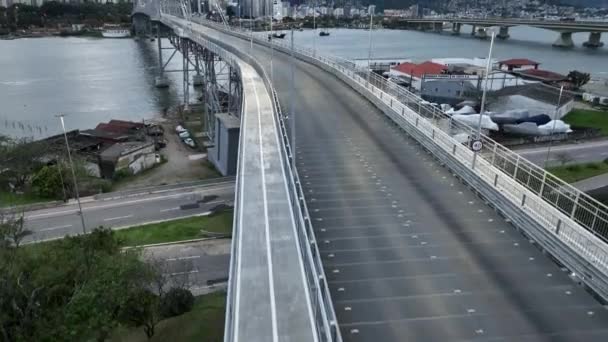 Florianopolis Capital Santa Catarina Brazílii Letecký Snímek Pořízený Trubcem Mostu — Stock video