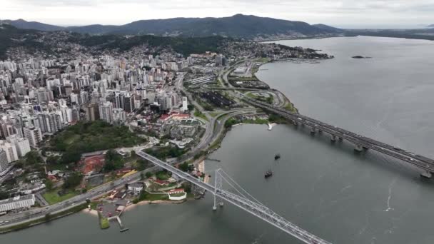 Florianopolis Capital Santa Catarina Brazílii Letecký Snímek Pořízený Trubcem Mostu — Stock video