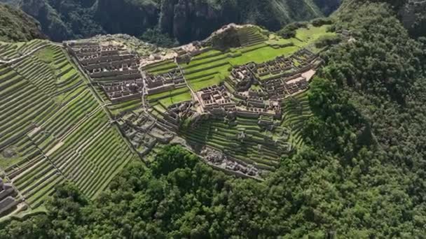 Machu Picchu Peru Letecký Pohled — Stock video
