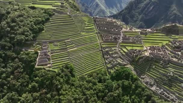 Machu Picchu Peru Luchtzicht — Stockvideo