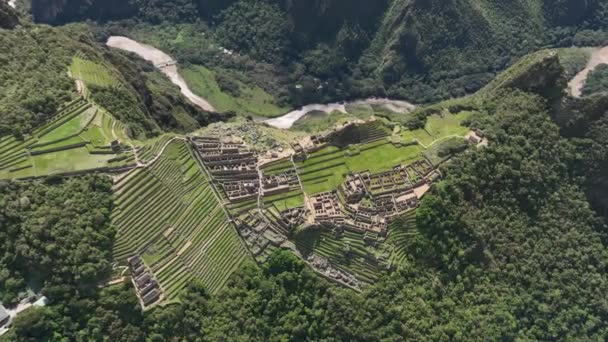 Machu Picchu Peru Luftaufnahme — Stockvideo
